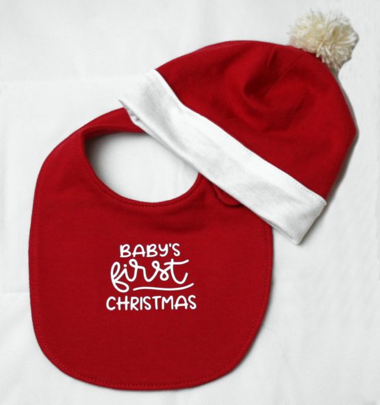 Christmas hat and bib set