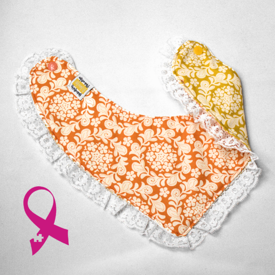 Unique Double sided yellow and orange frilly dribble bib